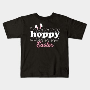 Hoppy Hoppy Hoppy Easter Bunny Ears Kids T-Shirt